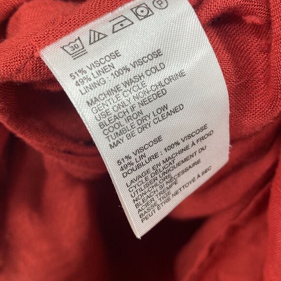 Urban Outfitters Red Linen Blend Ruffle Hem Mini Dress Size L Boho Romantic Chic - Picture 12 of 14